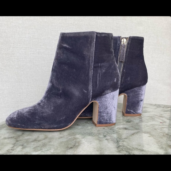 Gray Velvet Ankle Boots - Picture 2 of 5